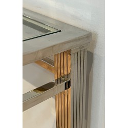 Neoclassical Style Chrome and Brass Desk, Italian Work, circa 1970