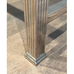 Neoclassical Style Chrome and Brass Desk, Italian Work, circa 1970