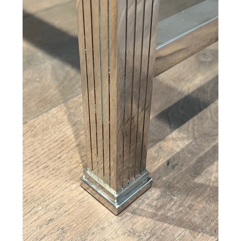 Neoclassical Style Chrome and Brass Desk, Italian Work, circa 1970