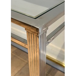 Neoclassical Style Chrome and Brass Desk, Italian Work, circa 1970
