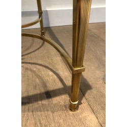Table Basse Néoclassique en Laiton et Plateau de Verre Transparent de la Maison Jansen, vers 1940