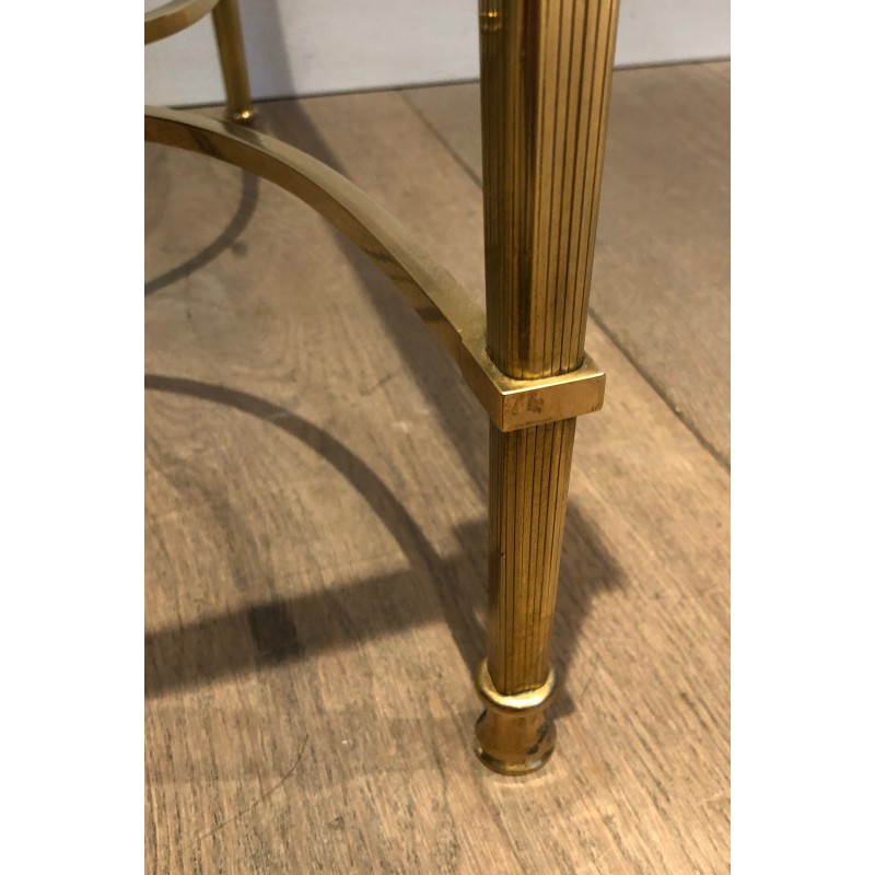 Neoclassical Brass Coffee Table with Clear Glass Shelf by Maison Jansen, circa 1940