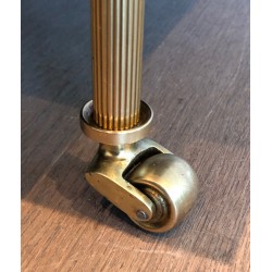 Desserte à Roulettes en Laiton et Miroirs Vieillis à Trois Plateaux de la Maison Jansen, vers 1940