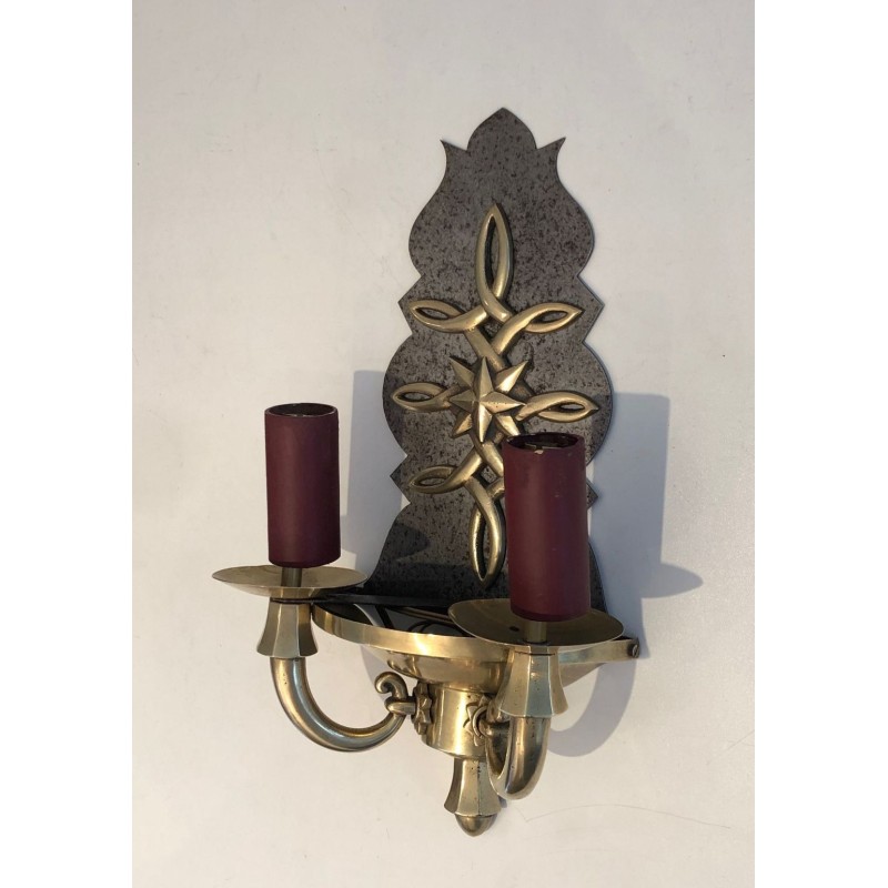 Pair of Art Deco Wall Lights in the style of Jules Leleu