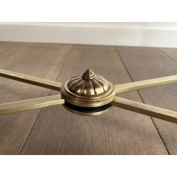 Importante Table Basse Néoclassique en Laiton à Plateaux de Miroir Églomisé de la Maison Jansen, vers 1940