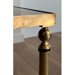 Importante Table Basse Néoclassique en Laiton à Plateaux de Miroir Églomisé de la Maison Jansen, vers 1940
