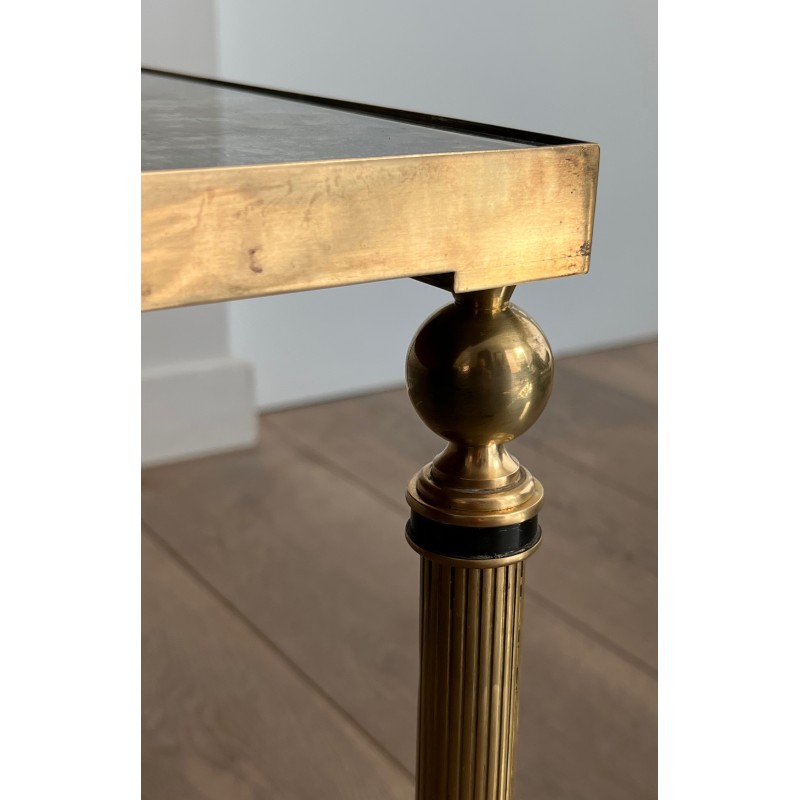 Importante Table Basse Néoclassique en Laiton à Plateaux de Miroir Églomisé de la Maison Jansen, vers 1940