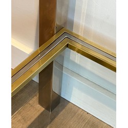 Large Chrome and Brass Two-Tier Console by Willy Rizzo, Edited by Jean Charles, circa 1970