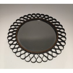 Gilt Iron and Lacquered Metal Blades Sunburst Mirror, French Work, circa 1950