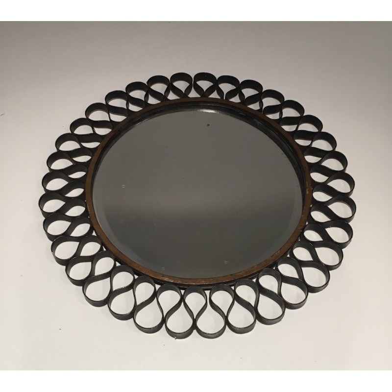 Gilt Iron and Lacquered Metal Blades Sunburst Mirror, French Work, circa 1950