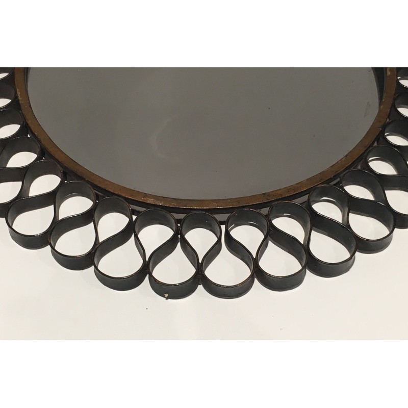 Gilt Iron and Lacquered Metal Blades Sunburst Mirror, French Work, circa 1950