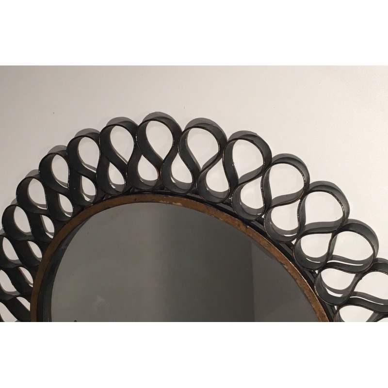 Gilt Iron and Lacquered Metal Blades Sunburst Mirror, French Work, circa 1950