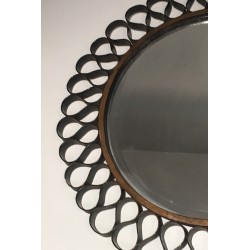 Miroir Soleil en Lames de Métal Laqué et Fer Doré, Travail Français, vers 1950