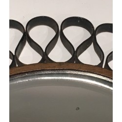 Miroir Soleil en Lames de Métal Laqué et Fer Doré, Travail Français, vers 1950