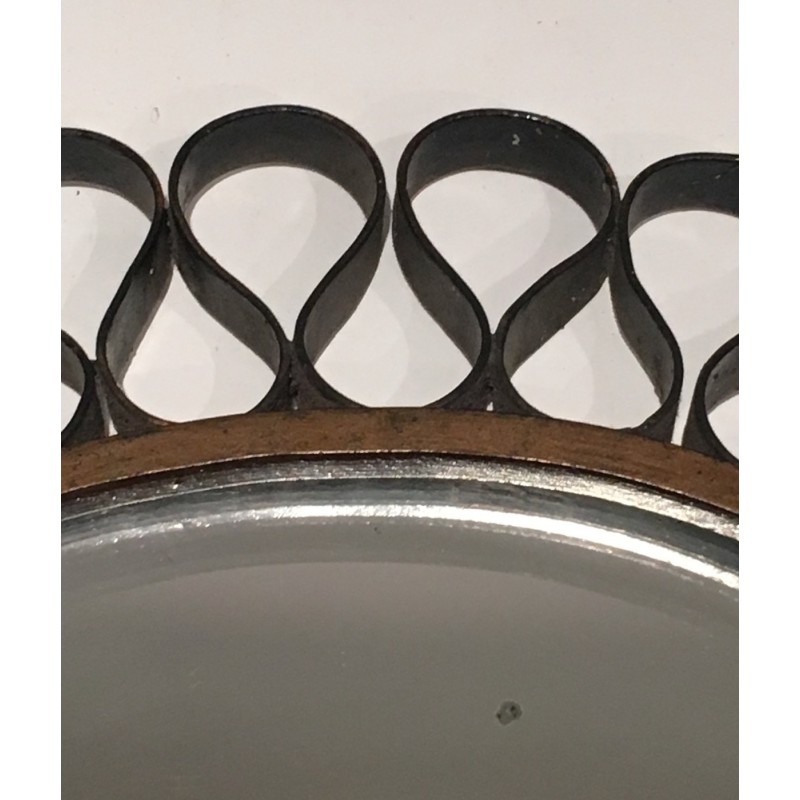 Gilt Iron and Lacquered Metal Blades Sunburst Mirror, French Work, circa 1950