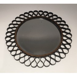 Gilt Iron and Lacquered Metal Blades Sunburst Mirror, French Work, circa 1950