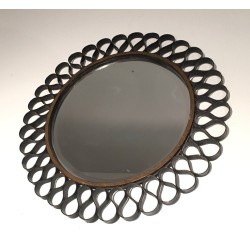 Miroir Soleil en Lames de Métal Laqué et Fer Doré, Travail Français, vers 1950