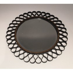 Miroir Soleil en Lames de Métal Laqué et Fer Doré, Travail Français, vers 1950