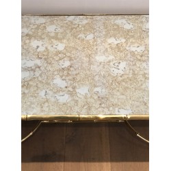 Importante Table Basse en Bronze Façon Faux-Bambou et Miroir Antique de la Maison Baguès, vers 1940