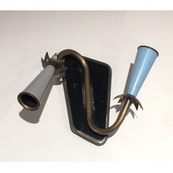 Pair of Lacquered Metal and Brass Wall Lights, French Work, circa 1950