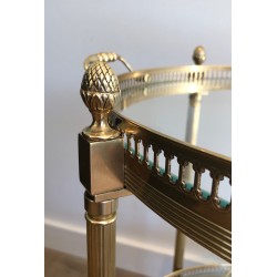 Neoclassical Round Brass Drinks Trolley with Removable Trays by Maison Baguès, circa 1940