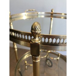 Neoclassical Round Brass Drinks Trolley with Removable Trays by Maison Baguès, circa 1940