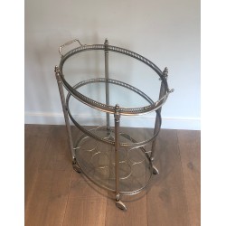 Neoclassical Three-Tier Silvered Brass Drinks Trolley by Maison Jansen, circa 1940