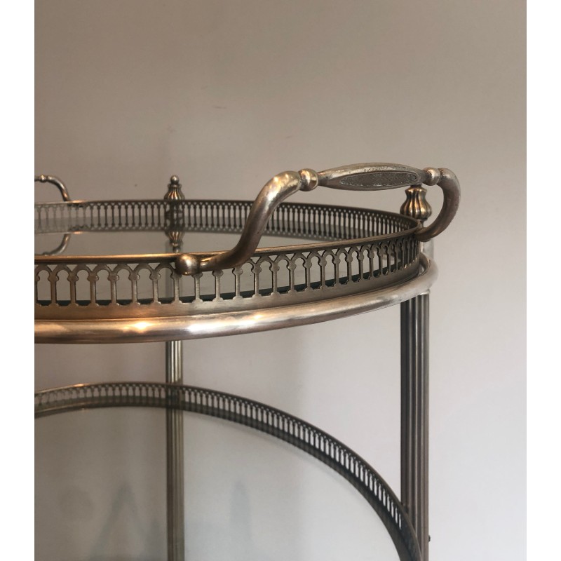 Neoclassical Three-Tier Silvered Brass Drinks Trolley by Maison Jansen, circa 1940