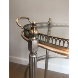 Neoclassical Three-Tier Silvered Brass Drinks Trolley by Maison Jansen, circa 1940