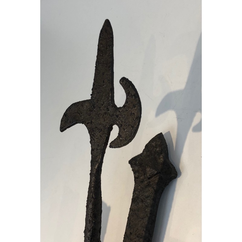 Rare Suite de 12 Importantes Appliques en Fer Forgé