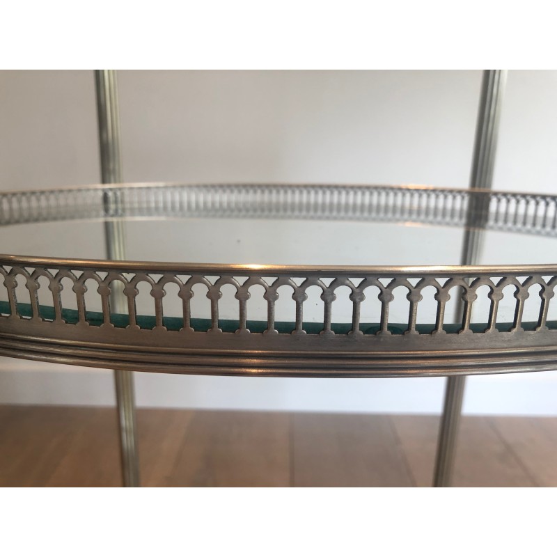 Neoclassical Three-Tier Silvered Brass Drinks Trolley by Maison Jansen, circa 1940