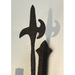 Rare Set of 12 Large Wrought Iron Castle Wall Lights, French Work, circa 1940