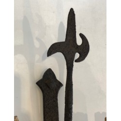 Rare Set of 12 Large Wrought Iron Castle Wall Lights, French Work, circa 1940