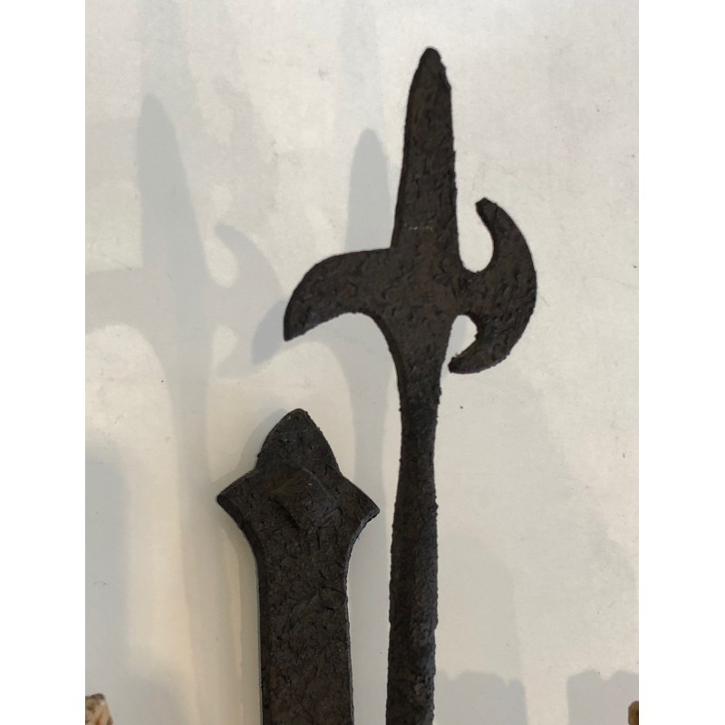 Rare Suite de 12 Importantes Appliques en Fer Forgé