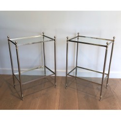 Paire de Bouts de Canapé Argentés dans le Goût de la Maison Jansen