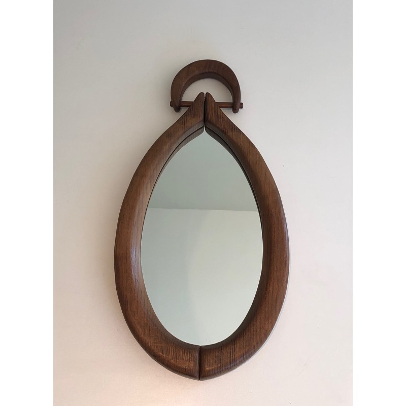 Miroir Brutaliste de Forme Ovale, Travail Français, vers 1950