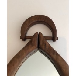 Oval Brutalist Mirror, French Work, circa 1950