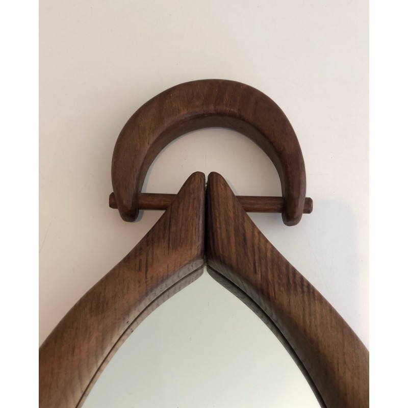 Miroir Brutaliste de Forme Ovale, Travail Français, vers 1950