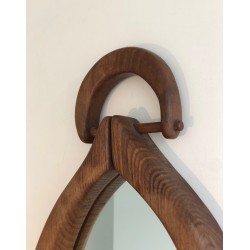 Miroir Brutaliste de Forme Ovale, Travail Français, vers 1950