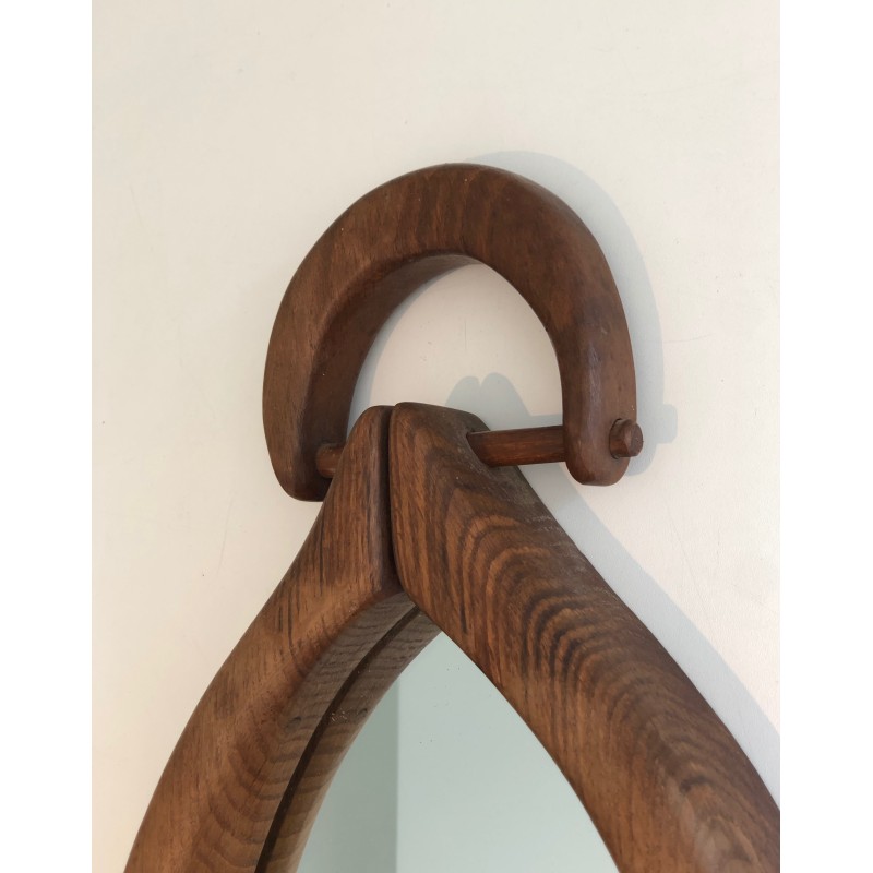 Miroir Brutaliste de Forme Ovale, Travail Français, vers 1950