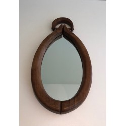 Oval Brutalist Mirror, French Work, circa 1950