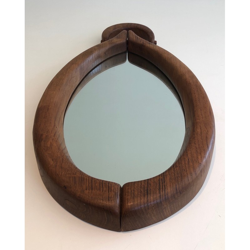 Miroir Brutaliste de Forme Ovale, Travail Français, vers 1950