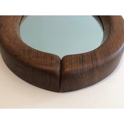 Oval Brutalist Mirror, French Work, circa 1950