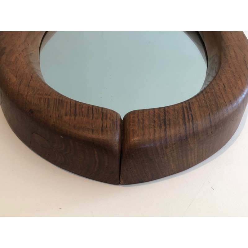 Oval Brutalist Mirror, French Work, circa 1950
