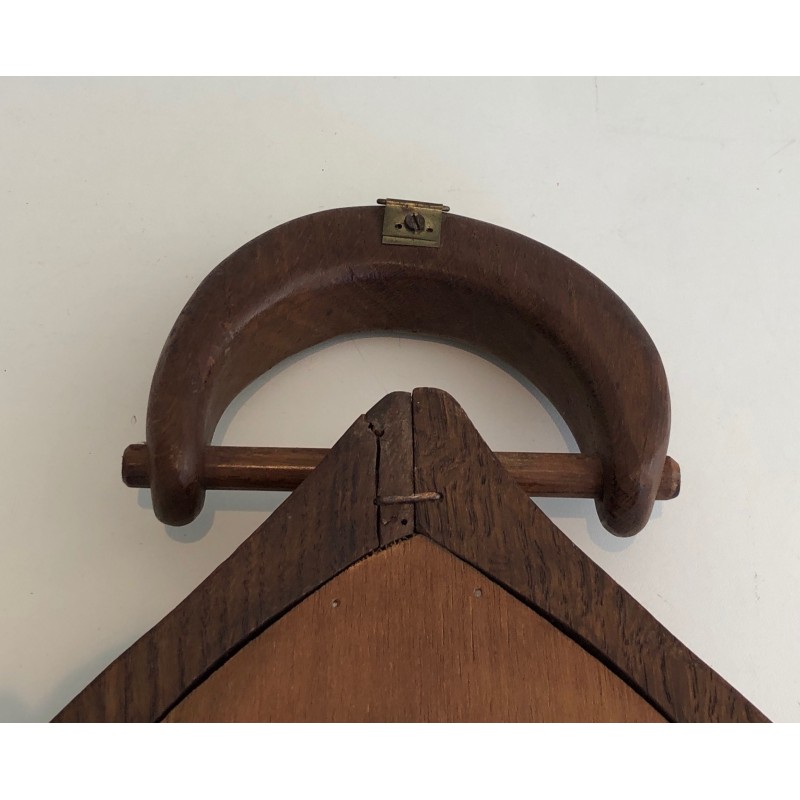 Oval Brutalist Mirror, French Work, circa 1950