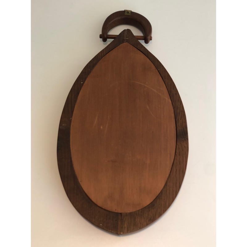Oval Brutalist Mirror, French Work, circa 1950