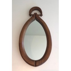 Miroir Brutaliste de Forme Ovale, Travail Français, vers 1950