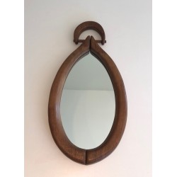 Oval Brutalist Mirror, French Work, circa 1950