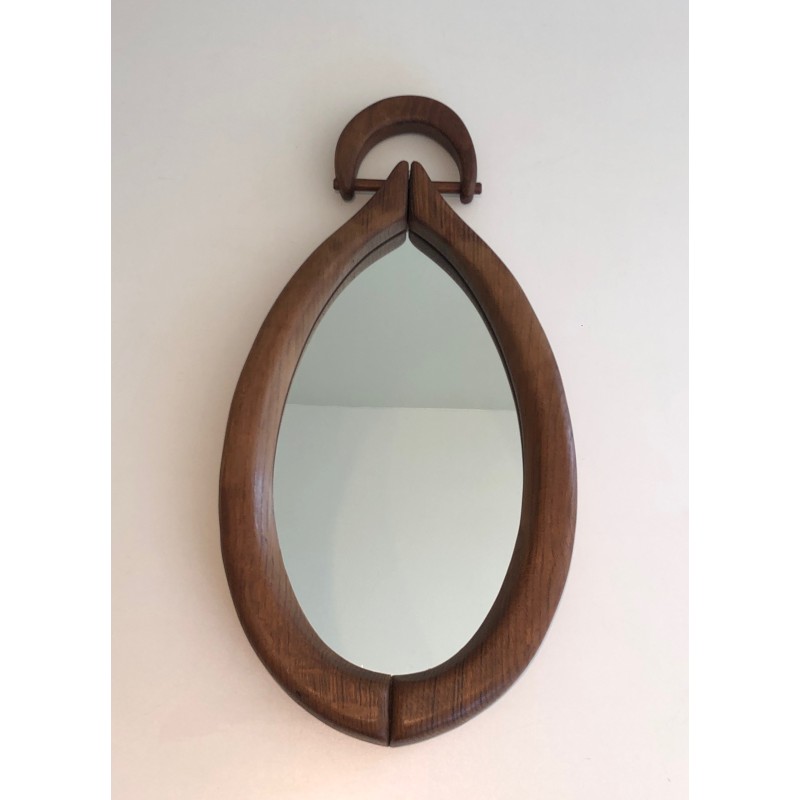 Miroir Brutaliste de Forme Ovale, Travail Français, vers 1950