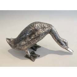 Sculpture de Canard en Bronze Argenté, Travail Français, vers 1940